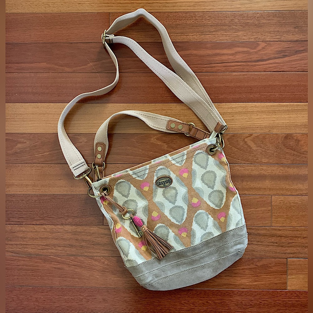 Fossil | Southwest Colorful Canvas & Suede Crossbody Purse